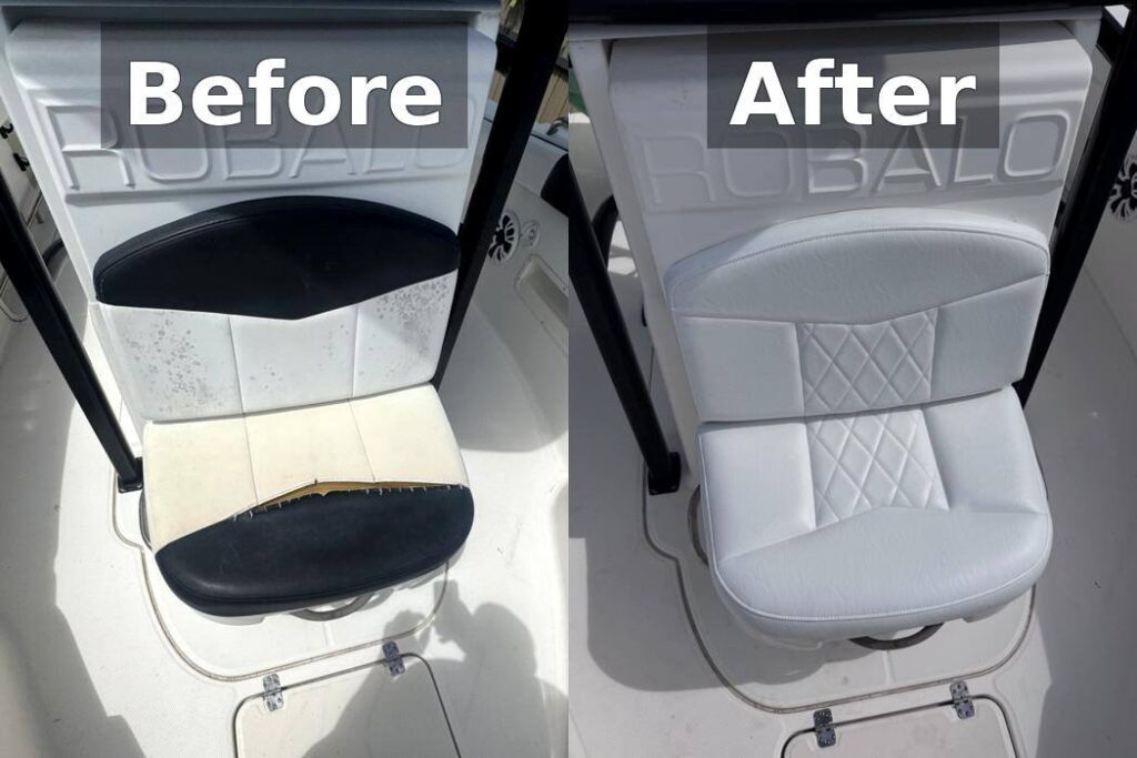 Custom Boat Cushions: OEM Design — Enhanced Photo Before and After