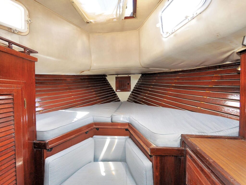 Sagging ceilings, tired vinyl, uneven panels, in Boat Interior Renovation