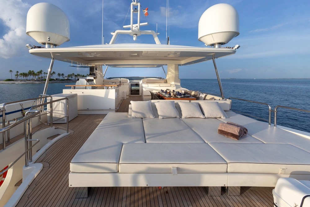 Luxurious yacht deck with cushions