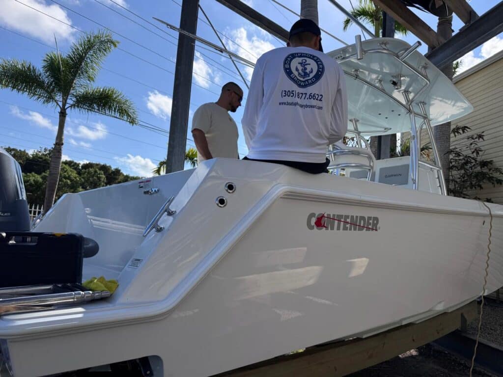 Functional Contender boat upholstery designed for offshore fishing