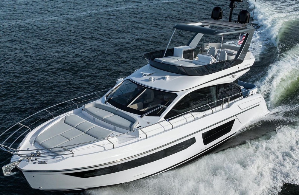 Luxury Azimut yacht cruising on water
