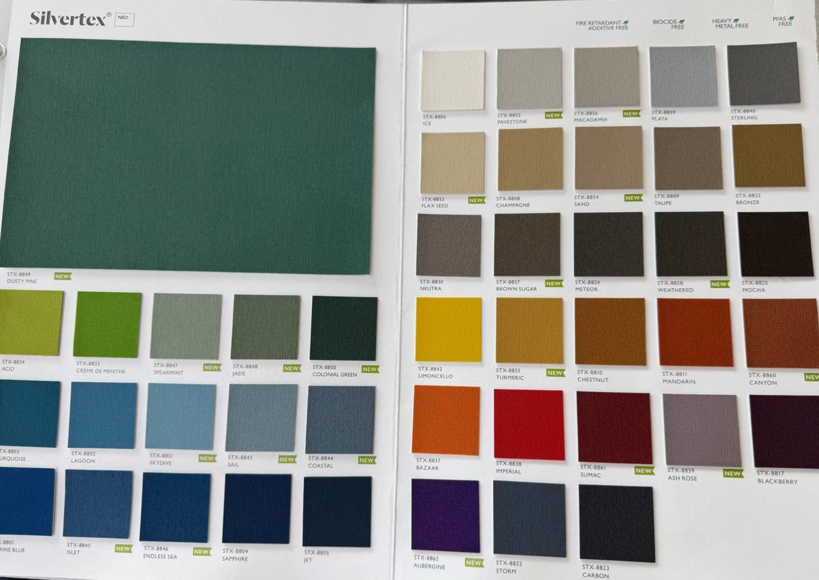 Silvertex NEO samples from the owner’s catalog. This photographed edition is not assumed to share every specification of the Silvertex STX document in the table.